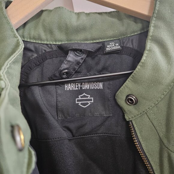 Harley Davidson "Estabrook" Green Canvas Textile Jacket WOMENS 2XL 97179-22VW - Picture 5 of 10